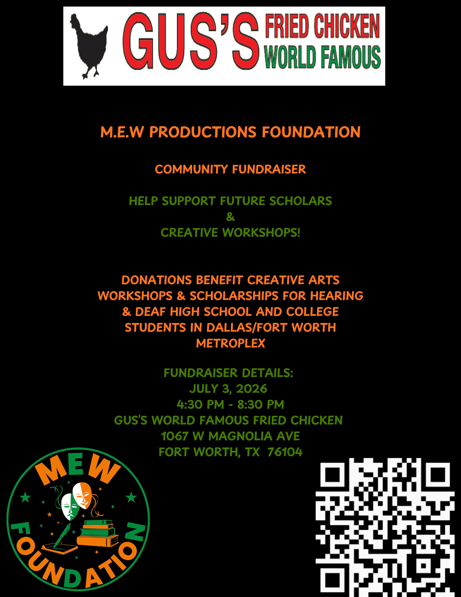 Gus's Fried Chicken fundraiser flyer