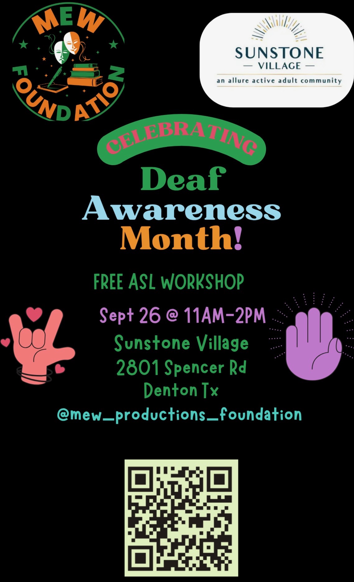 Deaf Awareness Month Free ASL Workshop flyer
