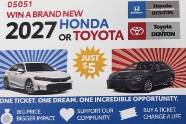 Win a 2027 Honda or Toyota — $5 raffle